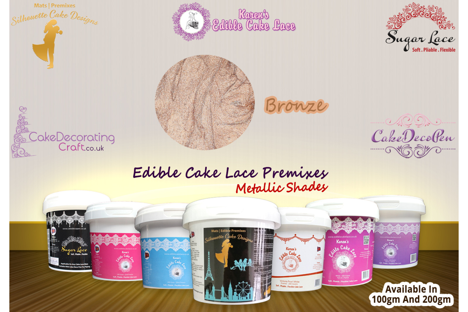 Bronze Colour | Silhouette Cake Design Premixes | Metallic Shade | 200 Grams
